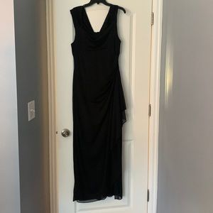 Womens Jackie Jon 2 Layer Long Black Dress Size 16